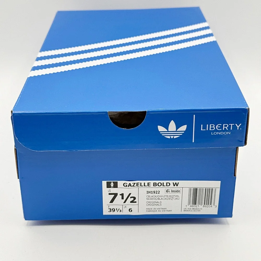 Adidas X Liberty London Gazelle Bold / Size 7.5 Black White Flowers IH1922, NEW